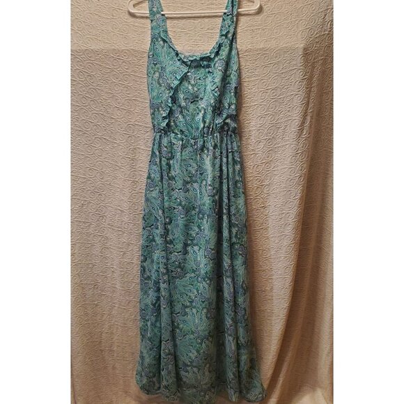 Vtg Women OS Romantic SummerFeminineFloralPaisley LinedDress ElasticWaist to S24 - Picture 1 of 10